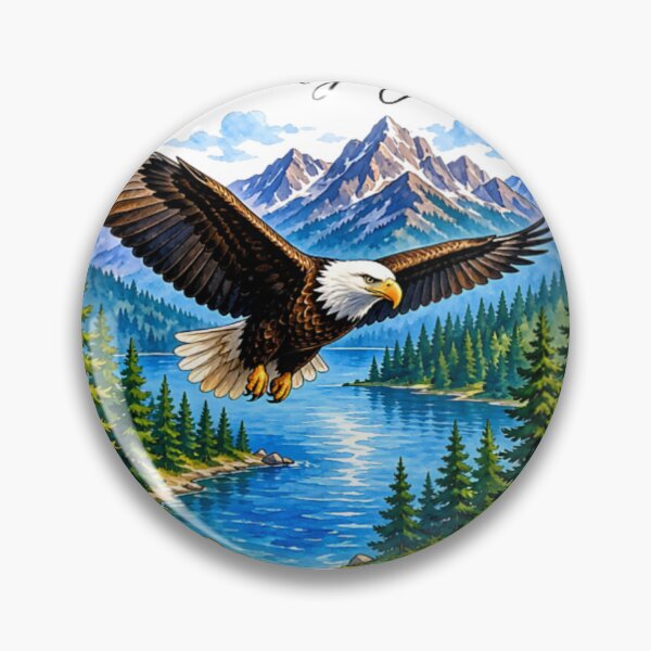 Item preview, Fly High Jackie – Soaring Bald Eagle Mountain Lake Art designed and sold by Pixele.
