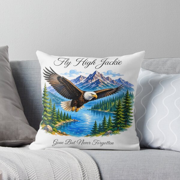 Item preview, Fly High Jackie – Soaring Bald Eagle Mountain Lake Art designed and sold by Pixele.