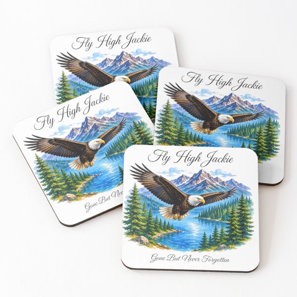 Item preview, Fly High Jackie – Soaring Bald Eagle Mountain Lake Art designed and sold by Pixele.