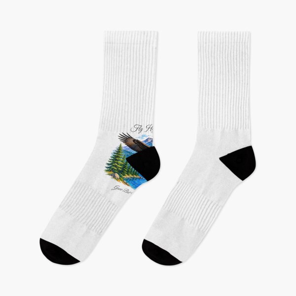 Item preview, Fly High Jackie – Soaring Bald Eagle Mountain Lake Art designed and sold by Pixele.