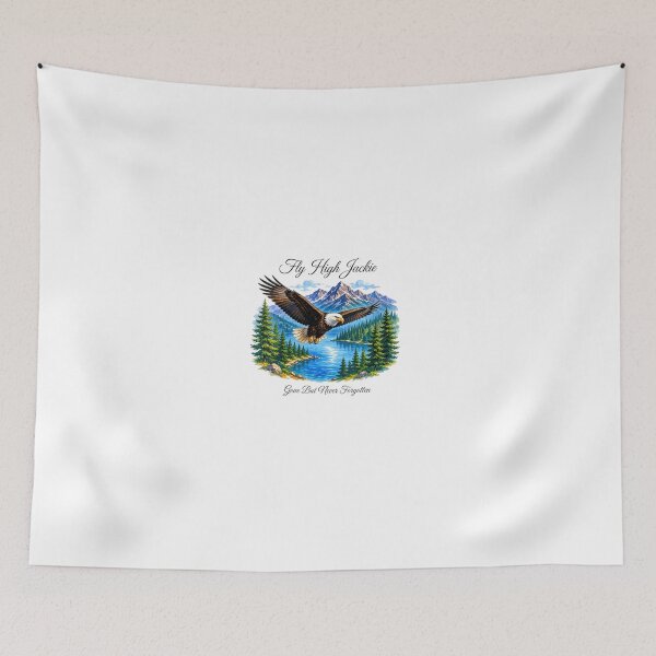 Item preview, Fly High Jackie – Soaring Bald Eagle Mountain Lake Art designed and sold by Pixele.