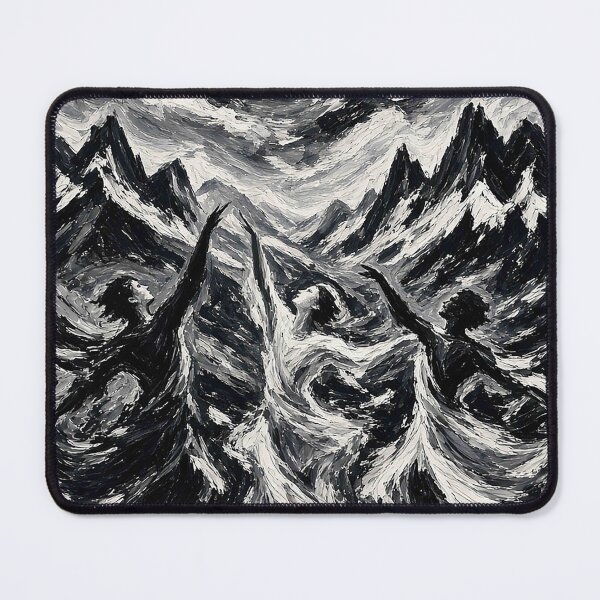 Item preview, Monochrome Expressionist Dance – Joyful Figures Under Swirling Sun in Black and White designed and sold by MFMart.