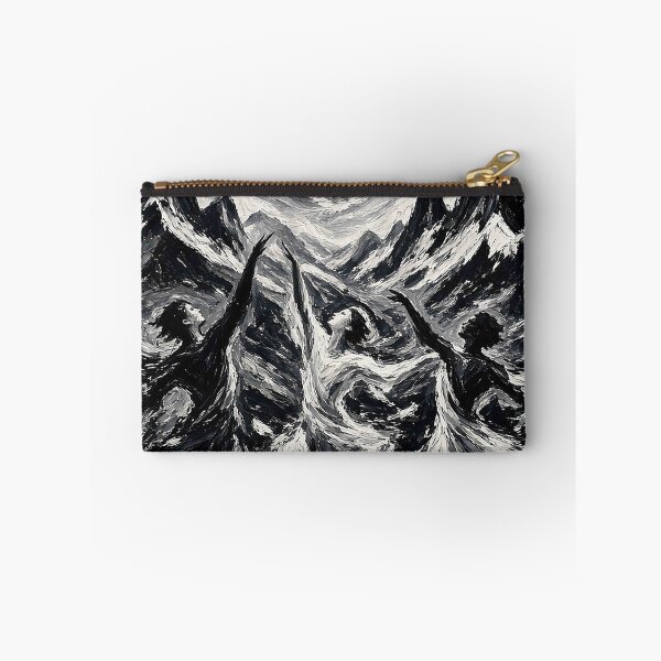 Item preview, Monochrome Expressionist Dance – Joyful Figures Under Swirling Sun in Black and White designed and sold by MFMart.