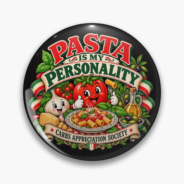 Item preview, Pasta Is My Personality – Funny Italian Food Lover Retro Badge designed and sold by Emoji Emblems.