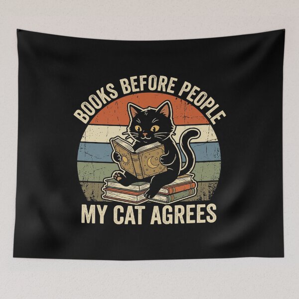 Item preview, Funny Book Lover Cat – Books Before People Vintage Reading Design designed and sold by TeeStyle.mr.