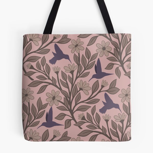 Item preview, Neutral purple hummingbirds on pinkish tan designed and sold by MarySchwindt.