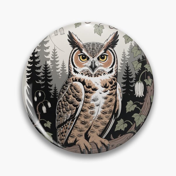 Item preview, Great Horned Owl Perched Forest Wildlife Art designed and sold by NuvoraNest.