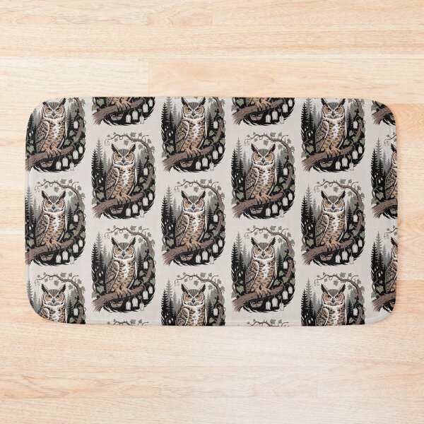 Item preview, Great Horned Owl Perched Forest Wildlife Art designed and sold by NuvoraNest.