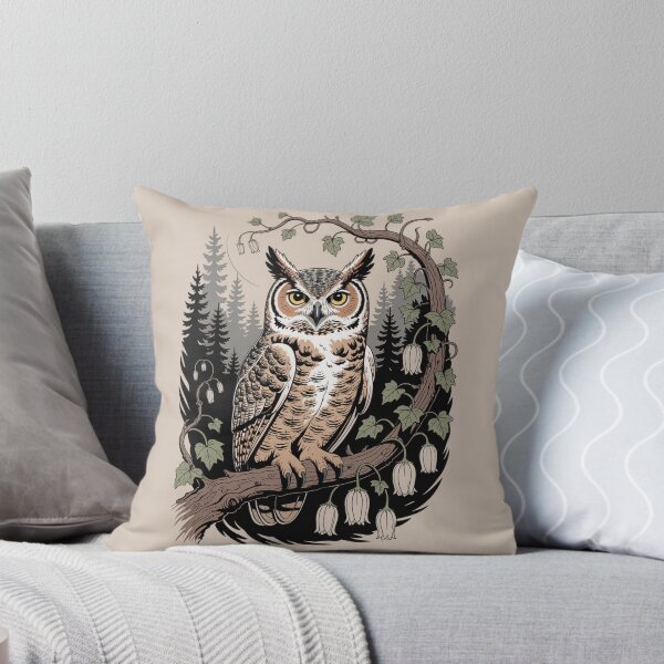 Item preview, Great Horned Owl Perched Forest Wildlife Art designed and sold by NuvoraNest.