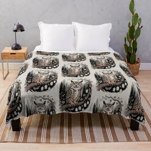 Item preview, Great Horned Owl Perched Forest Wildlife Art designed and sold by NuvoraNest.