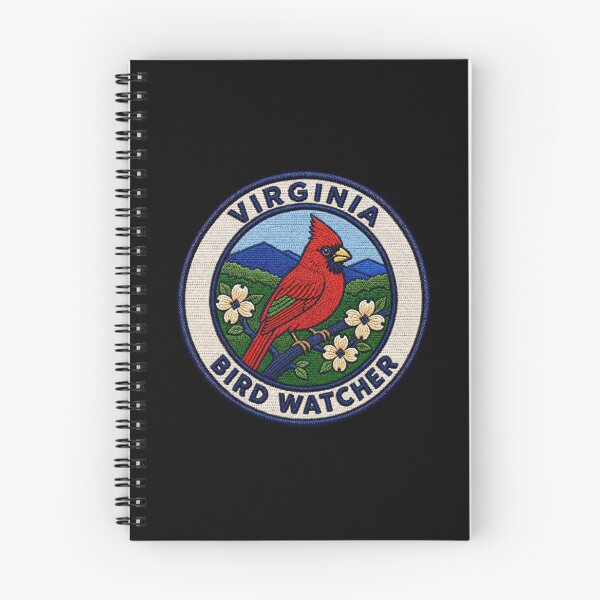 Item preview, Virginia Bird Watcher Northern Cardinal Mountain Patch designed and sold by American Fieldmark Studio.