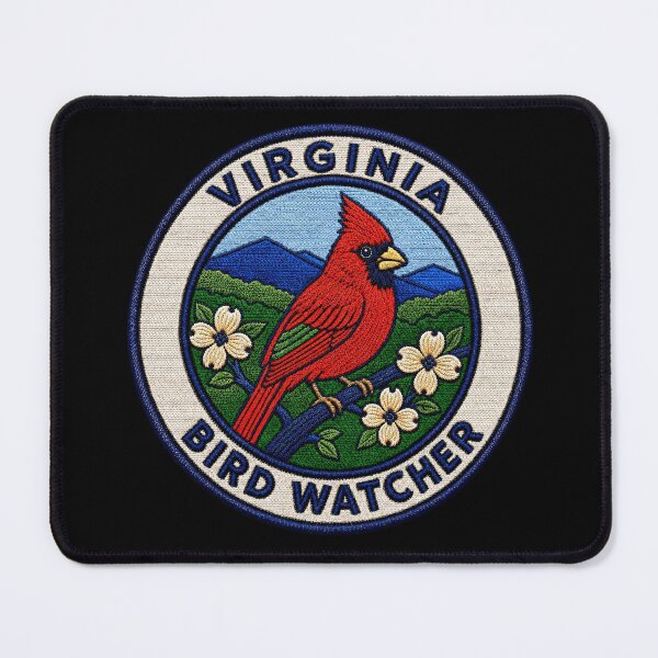 Item preview, Virginia Bird Watcher Northern Cardinal Mountain Patch designed and sold by The-Drip-Studio.