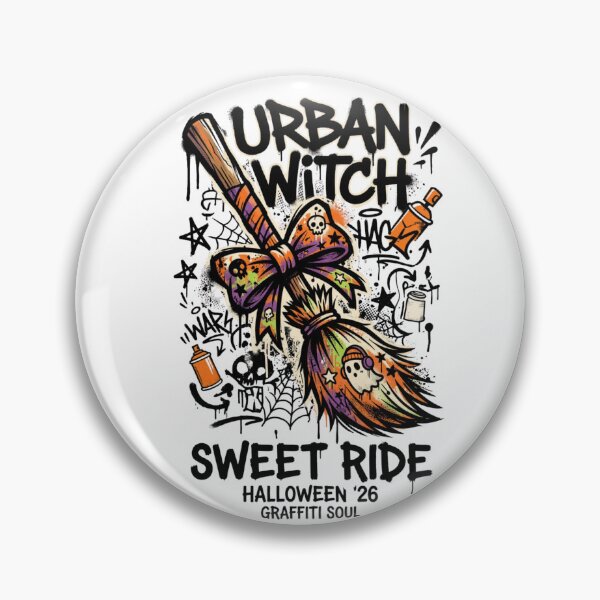 Item preview, Urban Witch Sweet Ride Graffiti Soul Halloween Broomstick Design Tee designed and sold by DarylWelsh2024.