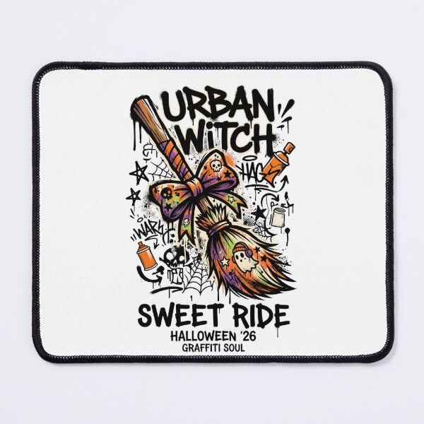 Item preview, Urban Witch Sweet Ride Graffiti Soul Halloween Broomstick Design Tee designed and sold by DarylWelsh2024.