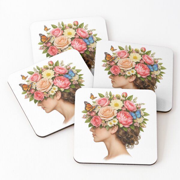 Item preview, Surreal Woman Profile With Blooming Flowers And Butterflies designed and sold by EverBranz-stor.