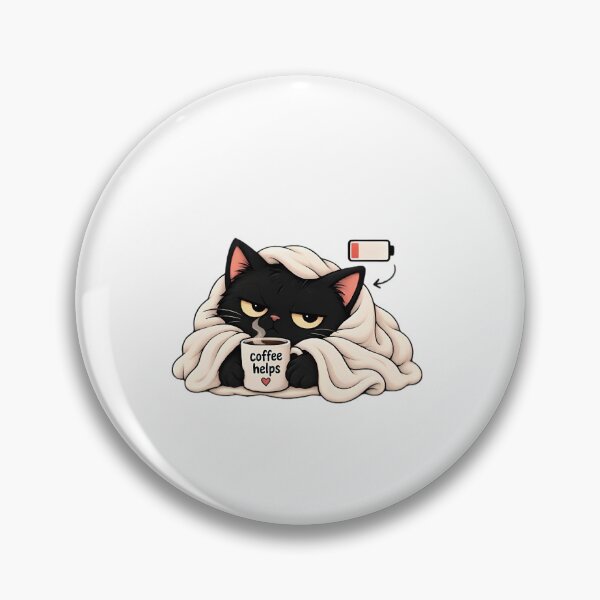 Item preview, My Social Battery Low Black Cat Coffee designed and sold by Bybushralab.