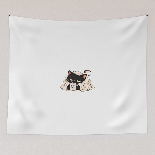 Item preview, My Social Battery Low Black Cat Coffee designed and sold by Bybushralab.