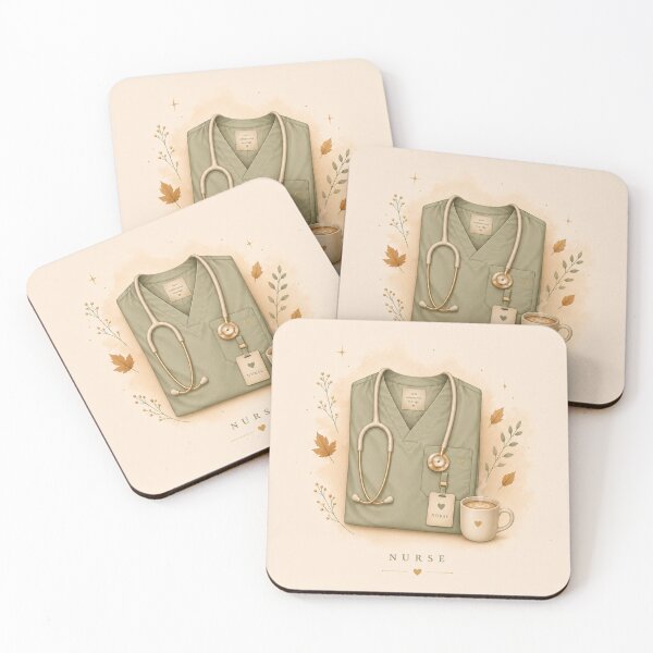 Item preview, Cozy Autumn Nurse  – Sage Green Scrubs & Stethoscope designed and sold by HO•Designs.