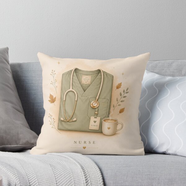 Item preview, Cozy Autumn Nurse  – Sage Green Scrubs & Stethoscope designed and sold by HO•Designs.