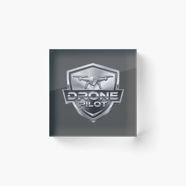 Item preview, 3D Metallic Chrome Shield Drone Pilot Quadcopter Emblem designed and sold by KiwiRider.