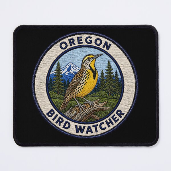 Item preview, Oregon Bird Watcher Western Meadowlark Mountain Patch designed and sold by The-Drip-Studio.