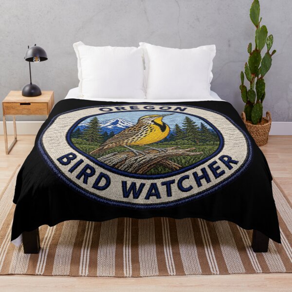 Item preview, Oregon Bird Watcher Western Meadowlark Mountain Patch designed and sold by The-Drip-Studio.