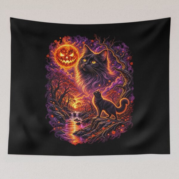 Artikelvorschau, lustige Halloween-Katze entworfen und verkauft von Starry Night Creative Art.