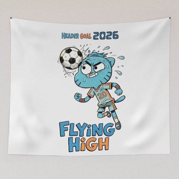 Item preview, Header Goal 2026 Blue Cat Soccer Cartoon Art designed and sold by annaarthk.