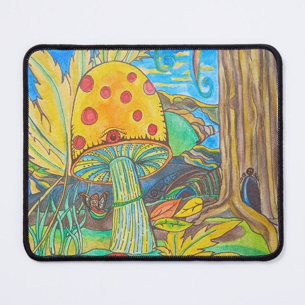 Item preview, Psychedelic Mushroom Fairy Forest - Original Watercolor Art Print by PeaceLoversArt designed and sold by PEACELOVERSART.