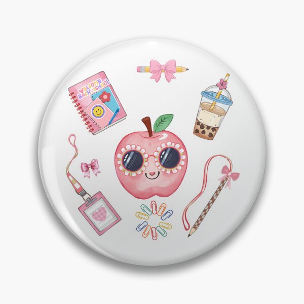 Item preview, Pink School Supplies Clipart and Stickers Set with Cute Apple, Bows, and Notebooks designed and sold by VibranPalette.