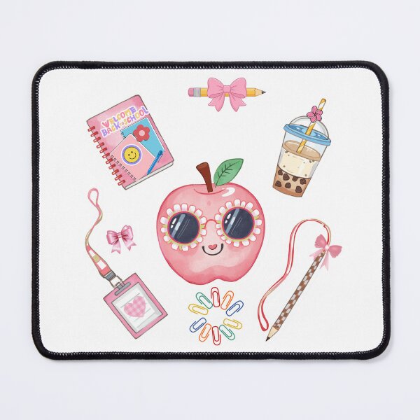 Item preview, Pink School Supplies Clipart and Stickers Set with Cute Apple, Bows, and Notebooks designed and sold by VibranPalette.