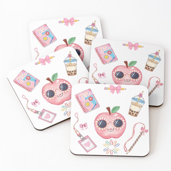 Item preview, Pink School Supplies Clipart and Stickers Set with Cute Apple, Bows, and Notebooks designed and sold by VibranPalette.