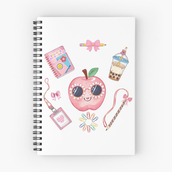 Item preview, Pink School Supplies Clipart and Stickers Set with Cute Apple, Bows, and Notebooks designed and sold by VibranPalette.