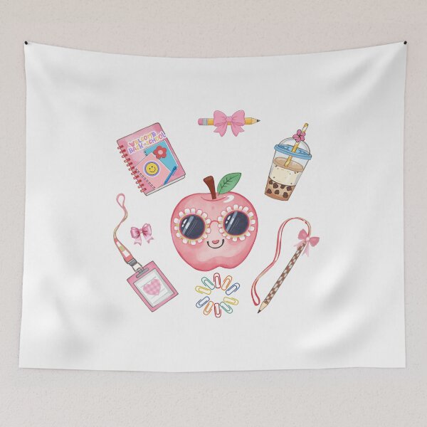 Item preview, Pink School Supplies Clipart and Stickers Set with Cute Apple, Bows, and Notebooks designed and sold by VibranPalette.
