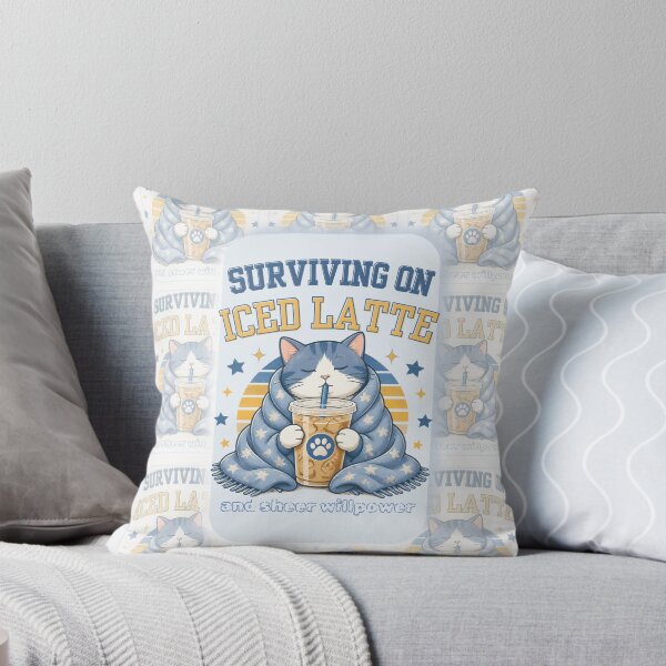 Item preview, Surviving On Iced Latte Cute Cat Coffee designed and sold by Karolisa.