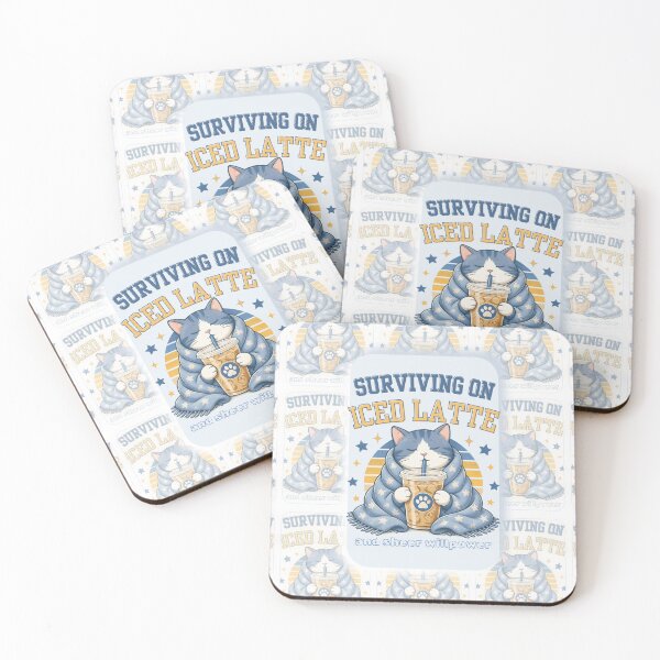 Item preview, Surviving On Iced Latte Cute Cat Coffee designed and sold by Karolisa.