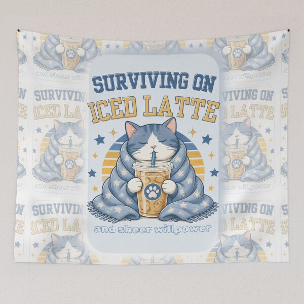 Item preview, Surviving On Iced Latte Cute Cat Coffee designed and sold by Karolisa.
