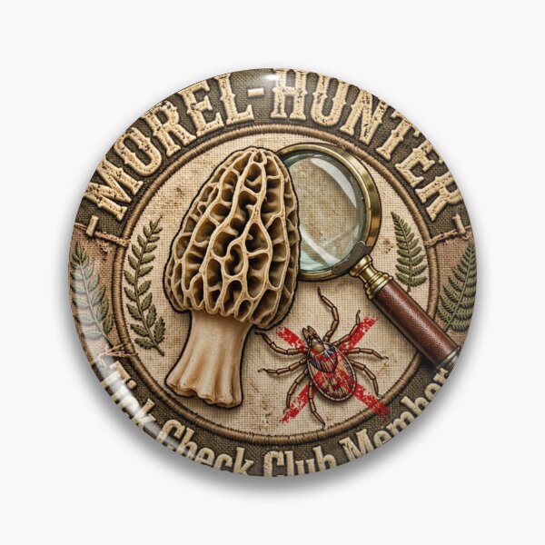 Item preview, Morel Hunter Tick Check Club Member Foraging Badge Morel Mushroom Gift designed and sold by TauqeerArts.