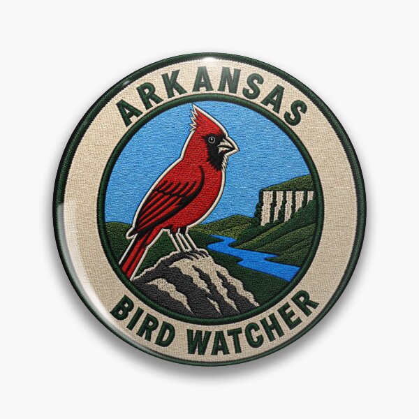 Item preview, Arkansas Bird Watcher Northern Cardinal Ozark Patch designed and sold by The-Drip-Studio.