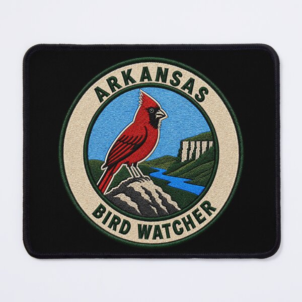 Item preview, Arkansas Bird Watcher Northern Cardinal Ozark Patch designed and sold by The-Drip-Studio.