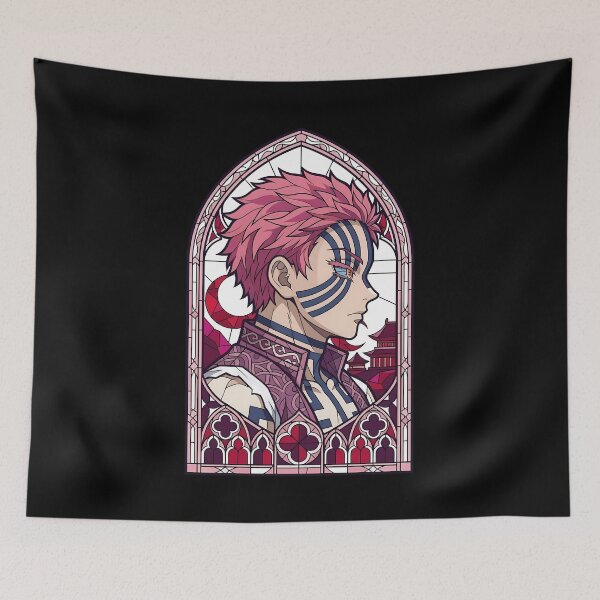 Item preview, Akaza Demon Slayer Pink Gothic Window Portrait designed and sold by mildaclairmo.
