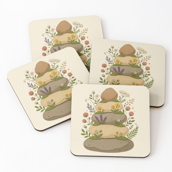 Item preview, Balanced Stone Cairns With Wildflower Accents designed and sold by ITCHAWAWAA.