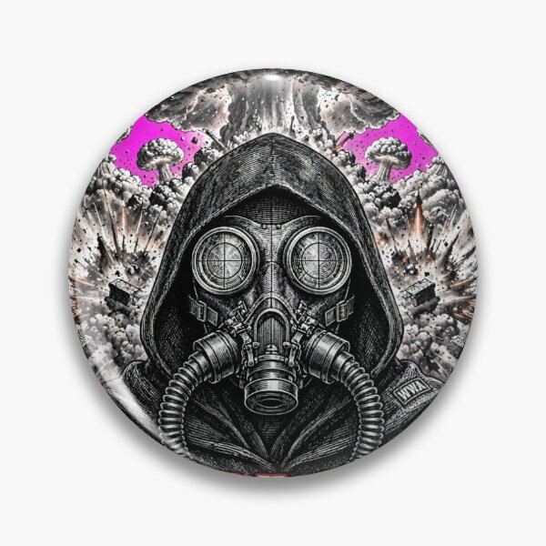 Item preview, Chaos Post Apocalyptic Gas Mask Nuclear Explosion designed and sold by WeirdWheeledArt.