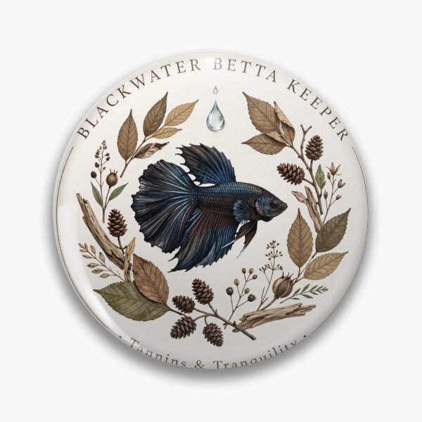 Artikelvorschau, Blackwater Betta Keeper Tannins And Tranquility Botanical Betta Biotope Badge entworfen und verkauft von Clear Vibe.