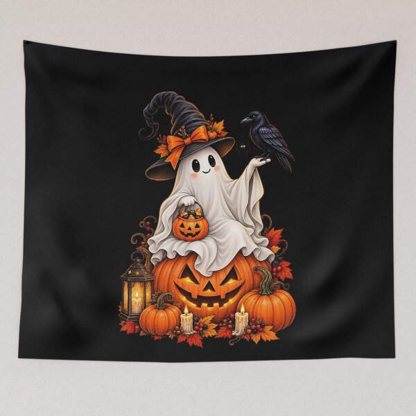 Item preview, Cute Halloween Ghost with Raven designed and sold by NucciCollective.