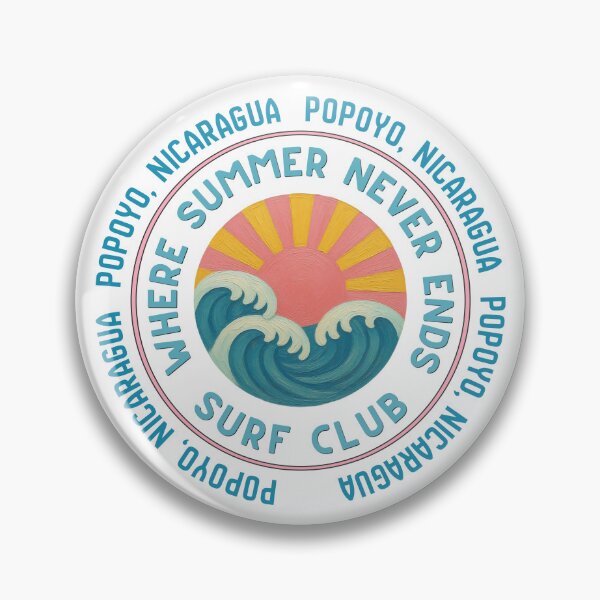 Item preview, Popoyo Nicaragua Surf Club Retro Sun & Wave Badge designed and sold by DonnaRaine.