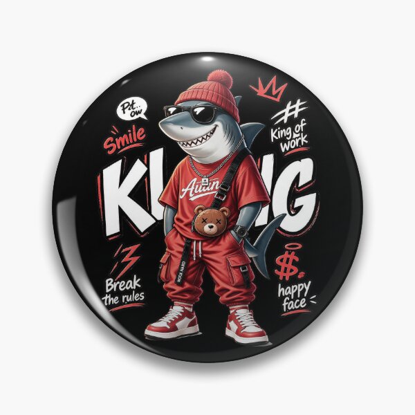 Item preview, King Shark Streetwear - Cool Urban Shark in Red Tracksuit & Beanie designed and sold by limos.