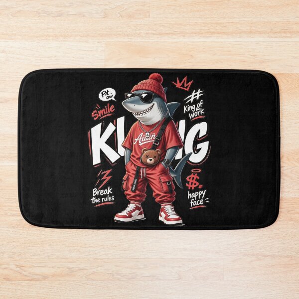 Item preview, King Shark Streetwear - Cool Urban Shark in Red Tracksuit & Beanie designed and sold by limos.