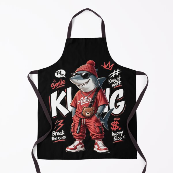 Item preview, King Shark Streetwear - Cool Urban Shark in Red Tracksuit & Beanie designed and sold by limos.