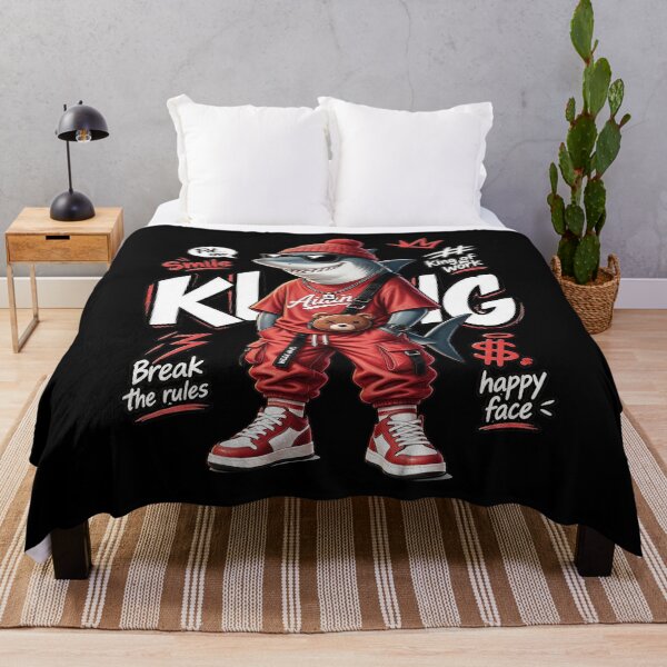 Item preview, King Shark Streetwear - Cool Urban Shark in Red Tracksuit & Beanie designed and sold by limos.